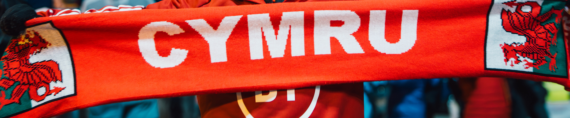 boy supporter holding Wales - Cymru scarf