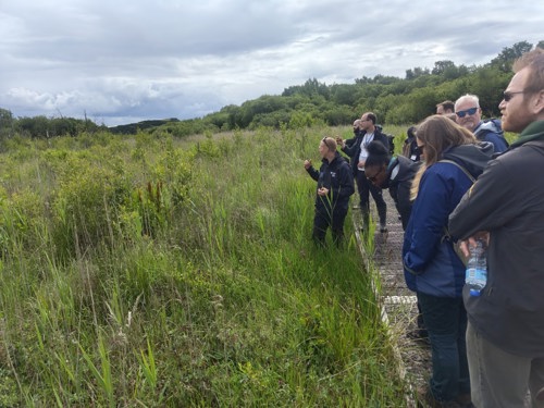 delegates looking out across a Crymlyn Bog
